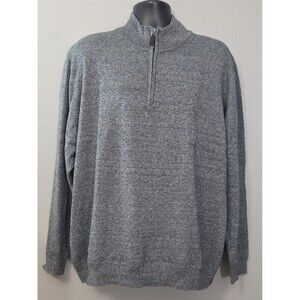 NWT Roundtree & Yorke Big & Tall Quarter Zip Sweater Men 2XB Heather Gray Cotton